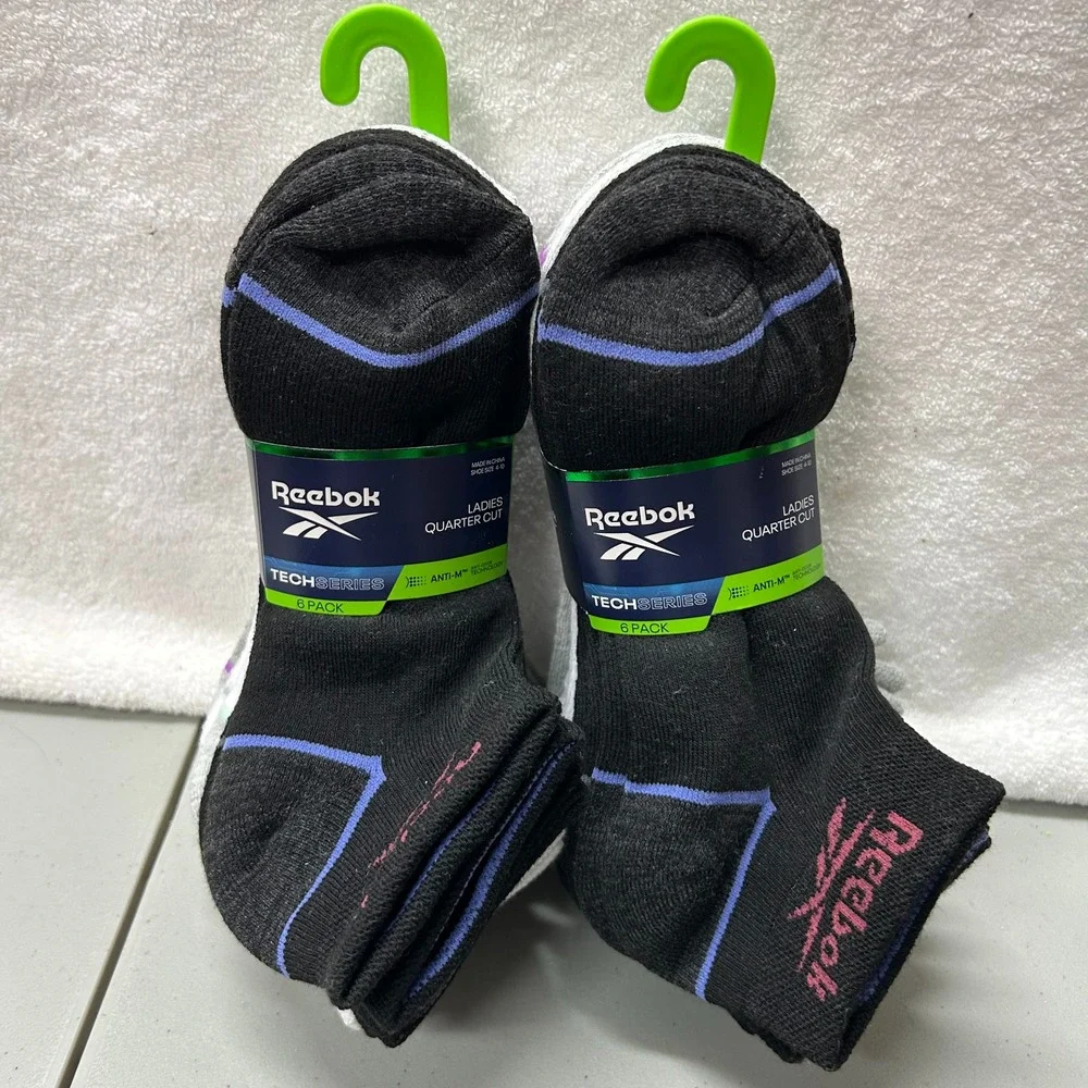 Reebok Womens Size 4-10 Tech Series 6 Pack Ankle Socks Lot of 2